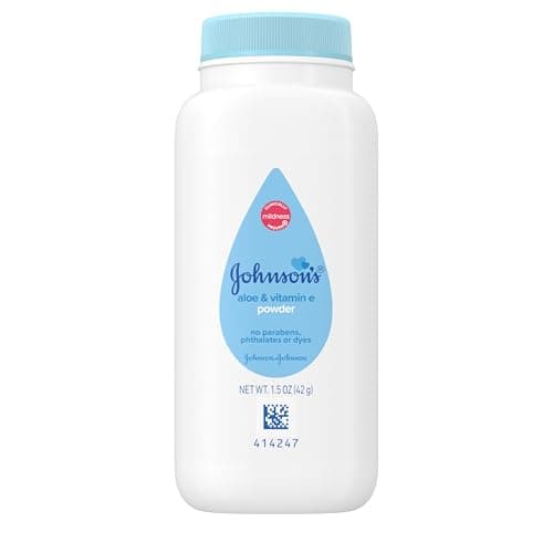 Johnson's Baby Cornstarch Baby Powder with Aloe and Vitamin E for Delicate Skin, Hypoallergenic, No Addded Parabens, and Dyes for Gentle Baby Skin Care, Baby Essentials, 1.5 oz