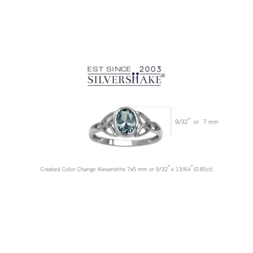 Silvershake Created Color Change Alexandrite White Gold Plated 925 Sterling Silver Triquetra Celtic Knot Ring Size 9.5 — view 2