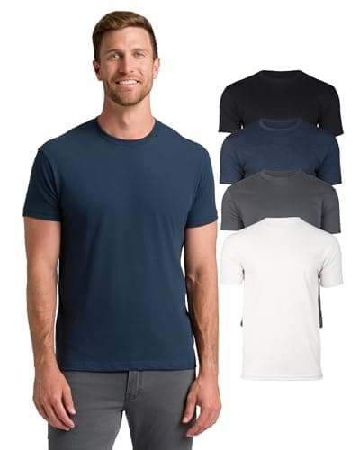 True Classic Mens T-Shirts – Short Sleeve Crew Neck T Shirts for Man, Cotton Blend Novelty Tshirt for Men, T-Shirt Homme, Pack of 4, Essentials, M