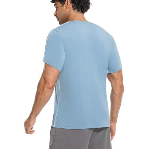 RefindWin Mens Post Shoulder Surgery Shirt Short Sleeve Tear Away Shirts Adaptive Clothing Men Chemo Port Shirts Blue XL — view 6