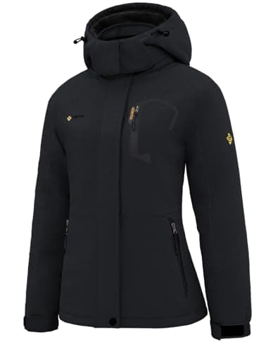 GEMYSE Women's Mountain Waterproof Ski Snow Jacket Winter Windproof Rain Jacket（Black，Medium）