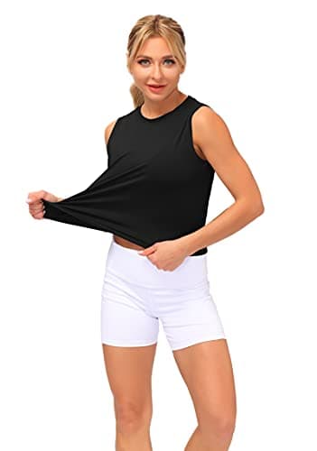 Dragon Fit Athletic Tank Tops for Women Sleeveless Workout Cool T-Shirt Running Short Tank Crop Tops (Large, Black, l) — view 5
