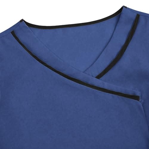 Lmdudan Housekeeping Uniform Scrub Tops for Women Stretchy Cleaning Clothes Nursing Scrub Top Medical Workwear Dark Blue — view 5