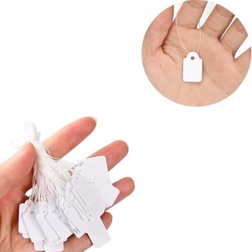 Armastuse 200Pcs Paper Price Labels Blank Jewelry Price Tags with String Writable Blank Tags, White Gift Card Product Hanging Tags Sale Display Cards Clothing Identification Labels — view 2