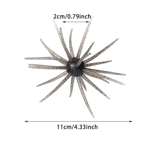 2Pc Sea Urchin Bait,Sea Bass Fishing Lures,Floating Simulation Seas Urchin Dice Baits for Bass Fishing,Artificial Squirm Fuzzy Fishings Soft Lure Bait Accessories for Saltwater Shore (Black, 4.33 in) — view 7