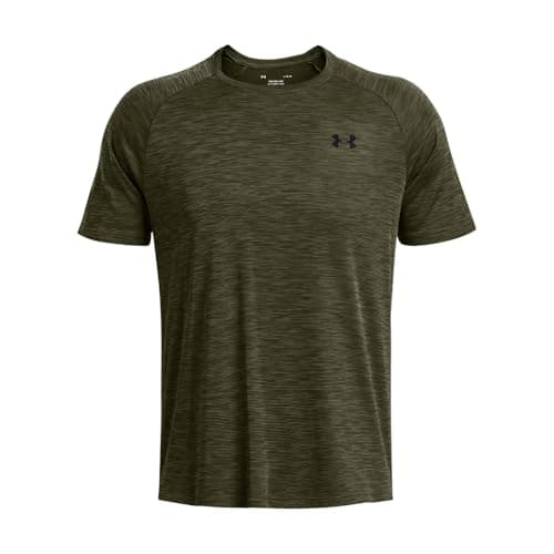 Under Armour Men's Tech Textured Short Sleeve T Shirt, (390) Marine Od Green / / Black, Large — view 3
