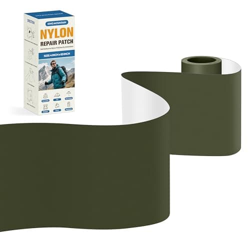 KING MOUNTAIN Self Adhesive Nylon Fabric Repair Tape, 4×63 Inches, Quick Down Jacket Repair Patch, Waterproof Outdoor Gear Patch Kit for Tent,Backpacks,Umbrella, Gloves, Sleeping Bag (Army Green