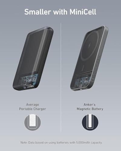 Anker 621 Magnetic Portable Charger (MagGo), 5,000mAh Wireless Power Bank with USB-C Cable, Magsafe-Compatible Battery Pack for iPhone 16/15/14/13/12 Series — view 3