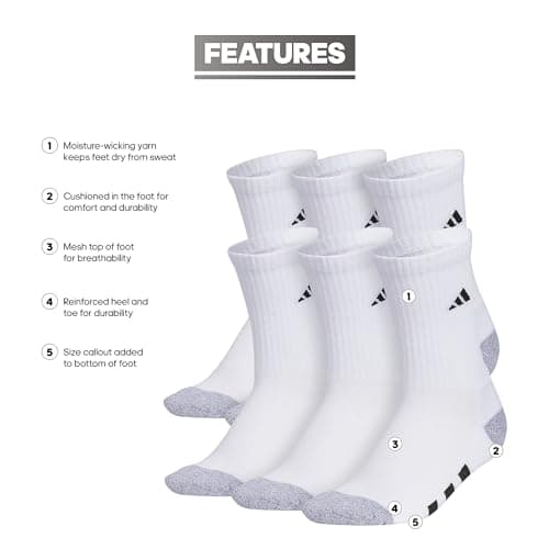 adidas Unisex Kids Crew Socks for Boys and Girls Youth (6-Pack) Athletic Cushioned and Comfortable, Tall Mid-Calf — view 3