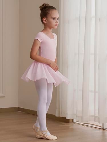 WEGETIT Leotard Girls Gymnastics Toddler Dance Ballet Pink Leotard Dresses with Skirt (Pink,4-6Years) — view 4