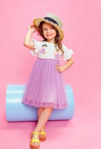 Winzik Girls Dress, Toddler Summer Short Sleeve Cotton Casual Dresses Clothes 18M-7Y(6-7 Years, Tulle White Girls) — view 4