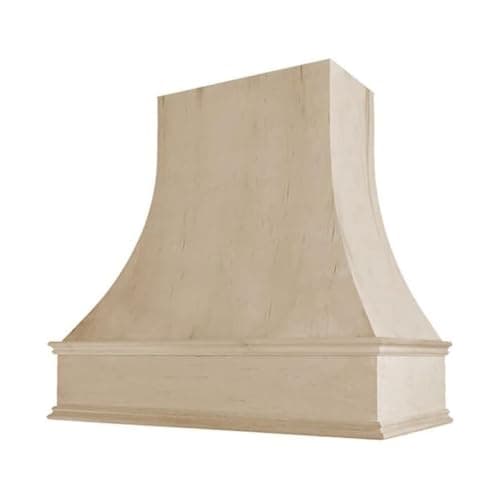 Riley & Higgs Unfinished Wood Kitchen Range Hood Cover, Curved Front Wall Mount Vent Hood, Classic Trim, Plywood with Maple, 31.5” W x 36” H - Quick Ship
