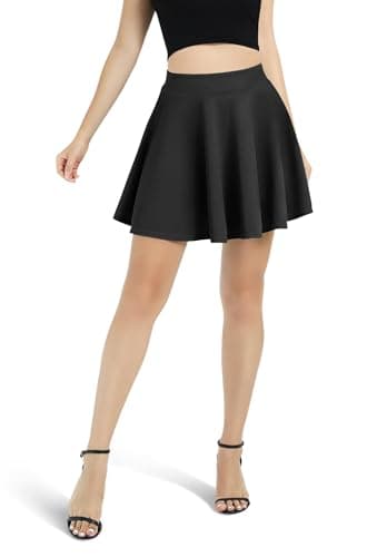 Urban CoCo Women's Basic Versatile Stretchy Flared Casual Mini Skater Skirt (XS, Black) — view 4