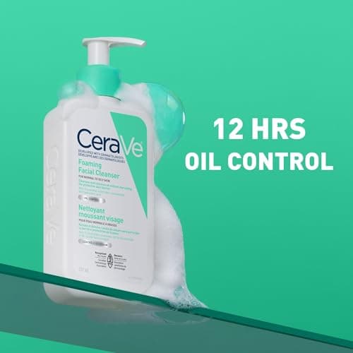 CeraVe Foaming Face Wash, Gel Face Cleanser for Normal to Oily Skin, Removes Excess Oil & Dirt, with Hyaluronic Acid, Niacinamide & Ceramides, Fragrance-Free, Recommended by Dermatologists, 562mL — view 3