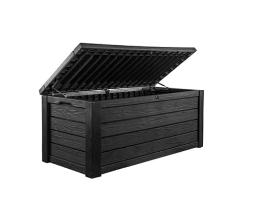 Keter Westwood 150 Gallon Resin Large Outdoor Storage Box for Patio Furniture, Outdoor Cushions, Garden Tools and Pool Floats, Dark Grey — view 8