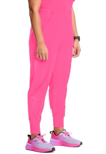Infinity Women's Scrub Jogger Pants Mid Rise Bottoms with 5 Pockets, Moisture Wicking & 360° Stretch Fabric - CK110AP, M Petite, Carmine Pink — view 6