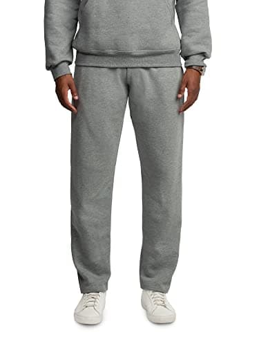 Fruit of the Loom Men's Eversoft Fleece Open Bottom Sweatpants with Pockets, Relaxed Fit, Moisture Wicking, Breathable, Grey Heather, Large — view 5