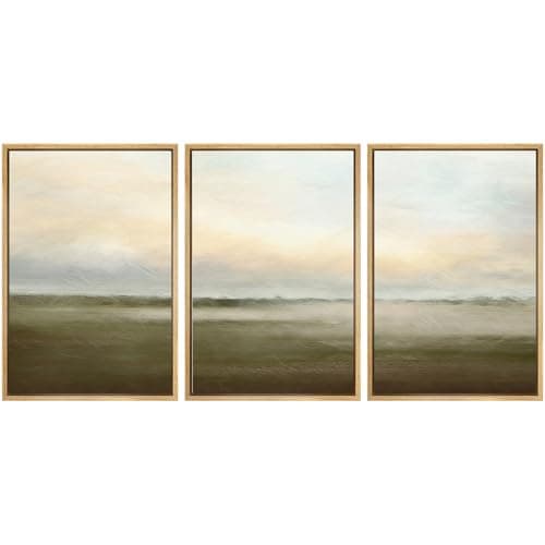 SIGNWIN Framed Canvas Print Wall Art Set Pastel Sunset Country Farmland Landscape Nature Abstract Illustrations Fine Art Decorative Nordic Rustic for Living Room, Bedroom, Office - 24"x36"x3 Natural