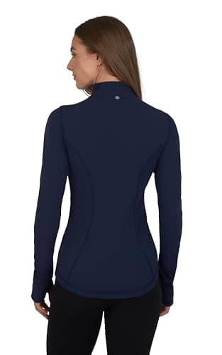 Yogalicious Womens Ultra Soft Lightweight Full Zip Yoga Jacket with Pockets, Dark Navy Nude Tech, Large — view 5