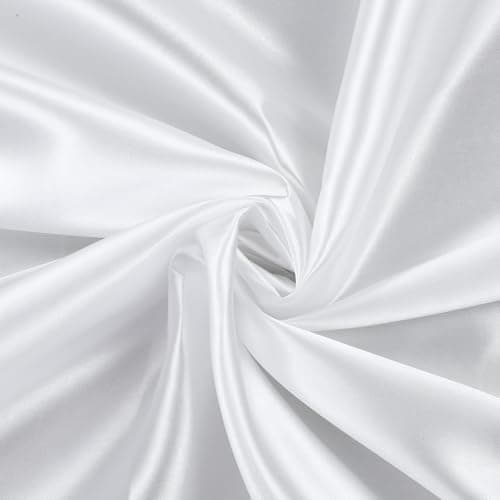 MDS Satin Fabric 10 Yards, 44" Wide, Silky Smooth Charmeuse Sateen Cloth for Wedding Arch Drapery Panel Backdrop Party Event Banquet Home Decoration Curtain Crafts DIY Sewing Costume - White