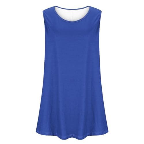 Womens Plus Size Tunic Tops Loose Fit Summer Casual Shirts Sleeveless Crewneck Flowy Blouses Wide Strap Camisole Blue — view 3