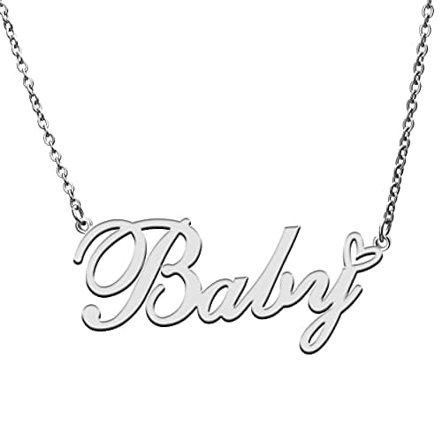 RONKAH Baby Custom Personalized Name Necklace Pendant Necklace with Heart Customized Necklace Best Gift for Women Christmas Valentine's Day Mother's Day Birthday AG