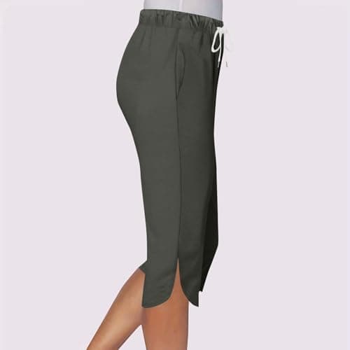Women Capri Pants Summer Cut Out Side Casual Fashion Drawstring Soft Comfort Capris Workout Running Cropped Jogger — view 3