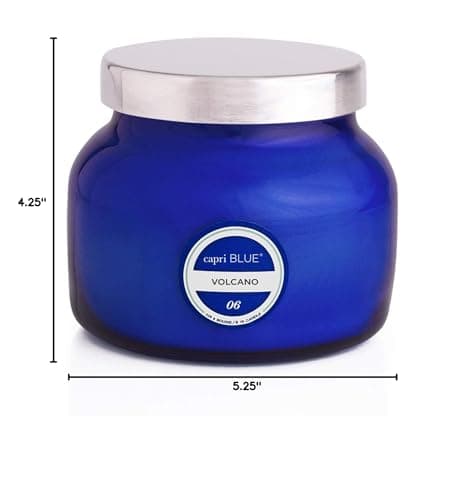 Capri Blue Volcano Scented, Glass Jar Candles for Home with Tropical Fruit & Sugared Citrus, Soy Wax Blend, Blue Color (8 Oz) — view 8