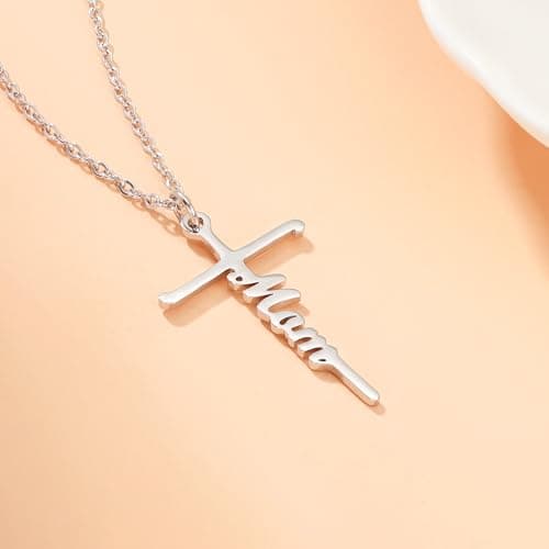 Mom Cross Necklace for Women - Mothers Day Birthday Gifts for Mom Women — view 3
