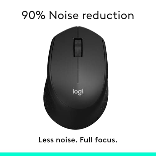 Logitech M330 Silent Wireless Mouse, 2.4GHz with USB Receiver, Optical Tracking, Quiet & Lightweight, Long Battery Life, for PC, Mac, Laptop, Chromebook - Black