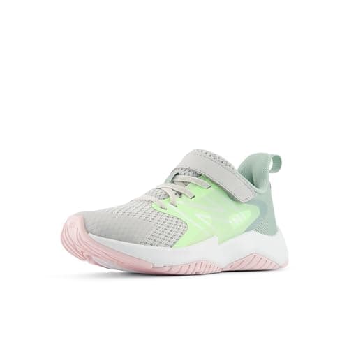 New Balance Kid's Rave Run V2 Hook & Loop Running Shoe, Grey Matter/Mint Flash/Mosaic Green, 8 W Toddler