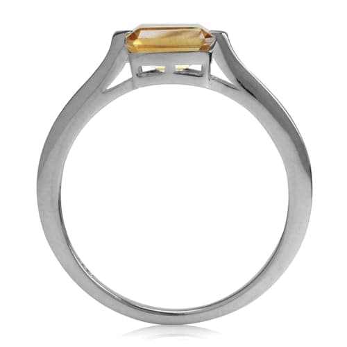 Silvershake 1.04ct. Genuine Octagon Shape Citrine White Gold Plated 925 Sterling Silver East-West Solitaire Promise Ring Size 6.5 — view 4