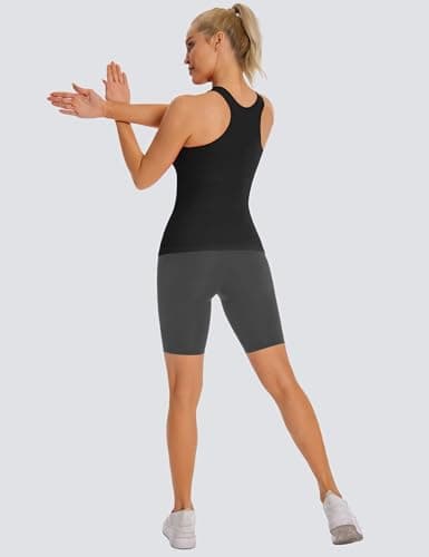 MathCat Seamless Workout Tank Tops for Women with Built in Bra, Spaghetti Strap Padded Gym Tops, Racerback Sports Athletic Slim Yoga Shirts Camisole Black — view 5