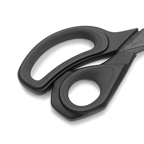 LIVINGO 8.5” Premium Heavy Duty Scissors, Forged Stainless Steel Titanium Coated Sharp Fabric Shears All Purpose for Sewing Tailor Dressmaking Crafting Cutting Leather Home Office Use, Black — view 2