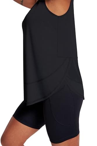 Jescakoo Sleeveless Tops for Women Athletic Tennis Yoga Shirt Ladies Quick Dry Summer Workout Tank Tops Black Top XL