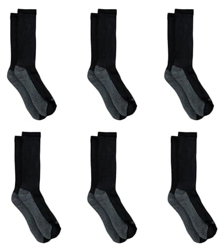 Dickies Men's Dri-Tech Original Moisture Control Crew Socks, Available in M-XXL (6, 12, 18 Pairs), Black (6 Pairs), X-Large