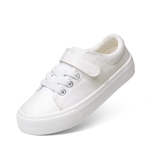 DREAM PAIRS Kids Toddler Sneakers Boys Girls Casual Canvas School Shoes,Size 10 Toddler,All White,SKFN26001K