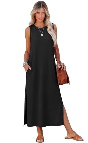 RUMIA Dresses for Women 2026 Sleeveless Casual Maxi Dress Black M — view 2