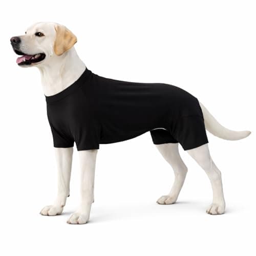 ADKLHX Dog Full Bodysuit – Stretchy Yoga Fabric 4-Leg Dog Pajamas, Breathable & Lightweight Dog Onesie for Indoor & Outdoor, Shedding Control & Travel Wear Black 4XL