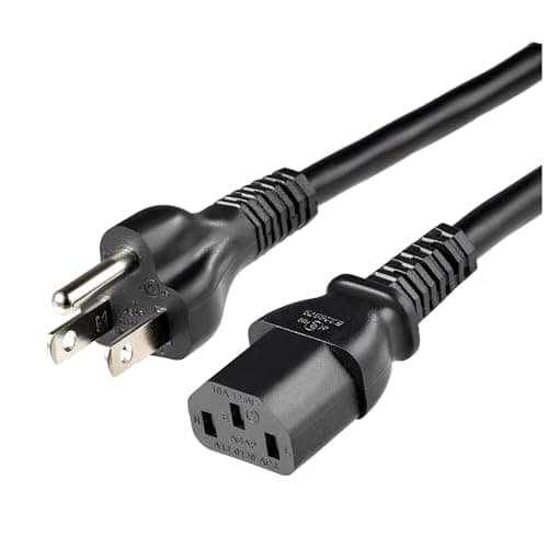 Amazon Basics PC Power Cord, 3 Feet, 3 Prong AC Power Cord for Monitor, Computer, TV, 18 AWG, 125 Volts, Black