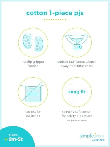 Simple Joys by Carter's Baby Girls' 3-Pack Snug-Fit Footed Cotton Pajamas, Ballerina/Moon/Bee, 6-9 Months — view 5