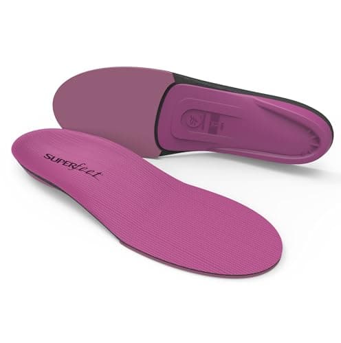 Superfeet All-Purpose Women's High Impact Support Insoles (Berry) for Active Lifestyle with High Arch Support - Size 6.5-8 Women