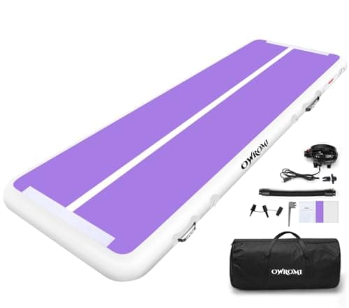 Tumble Track Mats for Gymnastics, Kids Air Gymnastics Mats for Tumbling Thick Inflatable Gymnastics Tumbling Track Mat 6.6/10/13/16.4/20ft Training Tumbling Mat with Electric Pump for Home/Water Fun