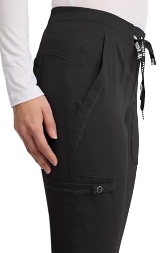 Med Couture Scrub Pants for Women Jogger Pant with 5 Pockets, Lightweight, Ultra Soft, 2-Way Stretch Fabric - MC7710T, M Tall, Black — view 7
