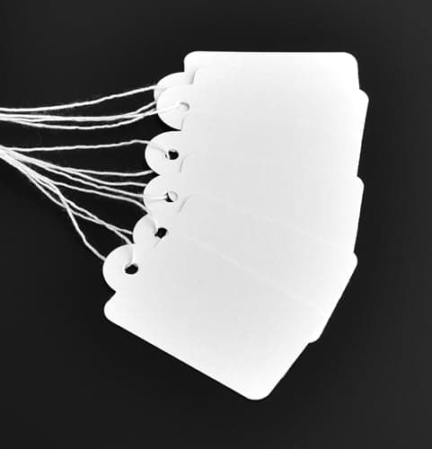 Price Tags and Connecting Rope 500 String Merchandise Tag White Mini tag, Display Tag,Marking Strung Tags Writable Label for Pricing Gift Jewelry Clothing (White, 0.87 X 1.38 inch) — view 2