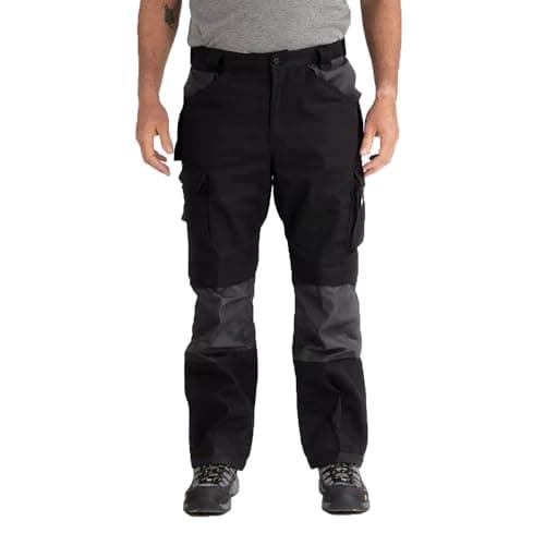 Caterpillar Trademark Work Pants for Men Built from Tough Canvas Fabric with Cargo Space and Ease of Movement, Classic Fit, Black/Graphite, 34W x 32L