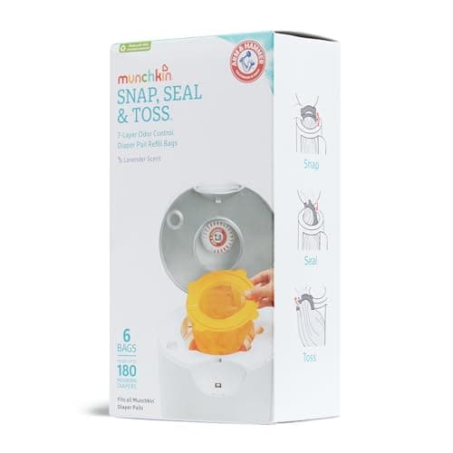 Munchkin® Arm & Hammer Diaper Pail Snap, Seal & Toss™ Refill Bags, Holds up to 180 Newborn Diapers, 6 Pack — view 7
