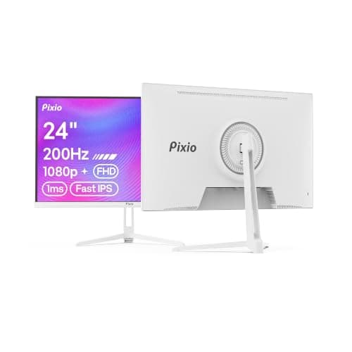 Pixio PX248 Wave White 24 inch 200Hz Refresh Rate FHD 1080p Resolution Fast IPS Panel 1ms GTG Response Time Built-in Speakers Gaming Monitor with Adaptive Sync
