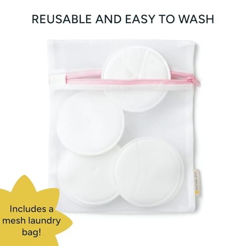 Nintara Baby Reusable Nursing Pads – Soft & Absorbent Breast Pads, Bamboo Viscose Blend, Contoured Fit, Leak-Resistant, Pack of 6 with Laundry Bag — view 3