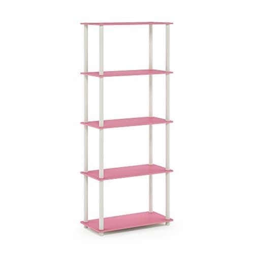 Furinno 17091PI/WH Turn-N-Tube 5-Tier Display Rack, Single, Pink/White — view 5